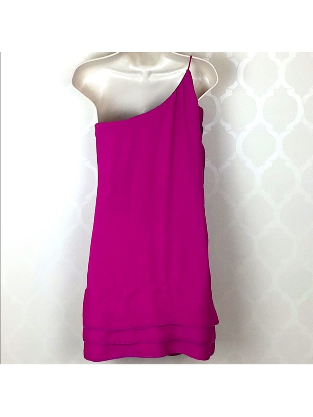 ONE SHOULDER CASCADING RUFFLE FRONT DRESS - Picture 8 of 8
